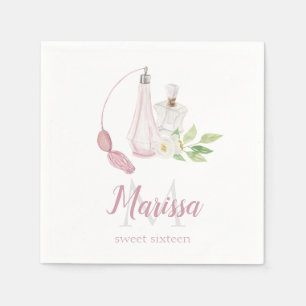 Watercolor Perfume Bottle Quinceanera Birthday Napkin