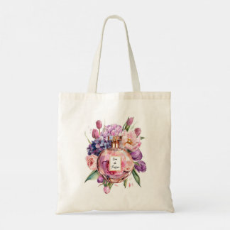 Watercolor Perfume Bottle with Flowers Tote Bag