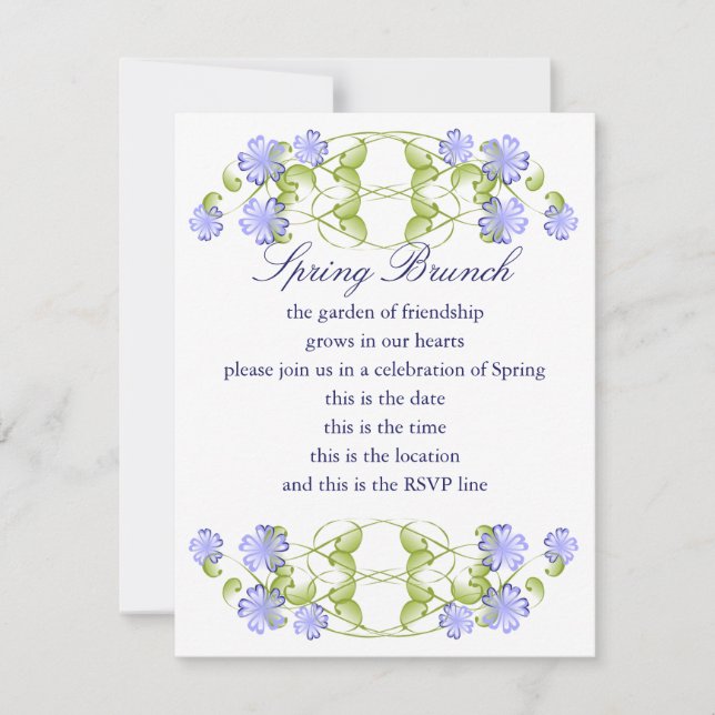 Watercolor Periwinkle Blooms Invitation (Front)