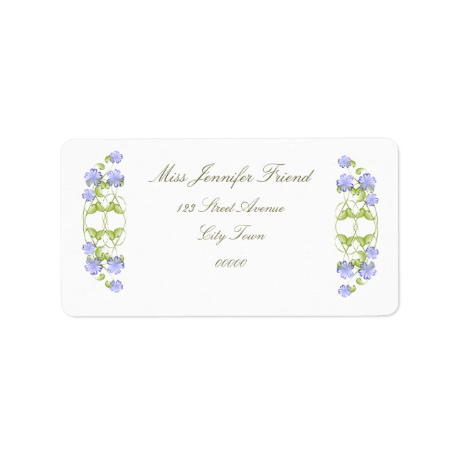 Watercolor Periwinkle Blooms Label (Front)
