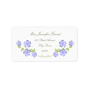 Watercolor Periwinkle Blooms Label