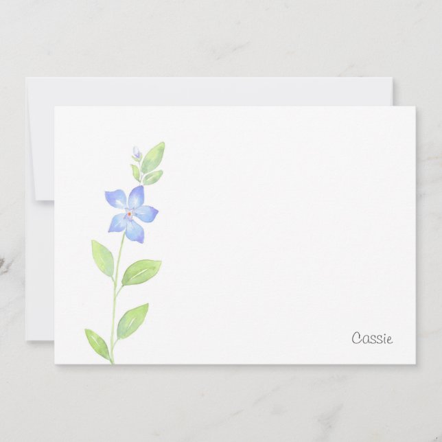 Watercolor Periwinkle Flower Card (Front)
