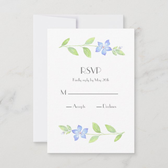 Watercolor Periwinkle Flower RSVP Card (Front)