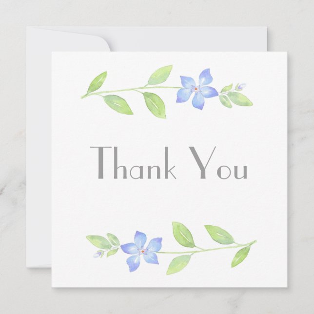 Watercolor Periwinkle Flower Thank You Card (Front)