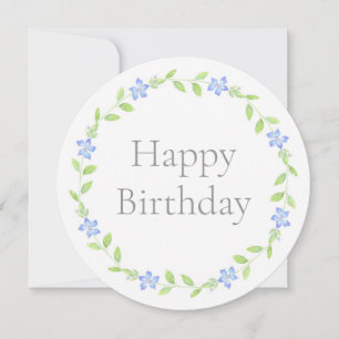 Watercolor Periwinkle (Vinca) Floral Wreath Card