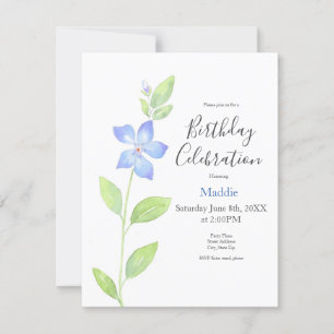 Watercolor Periwinkle (Vinca) Flower Invitation