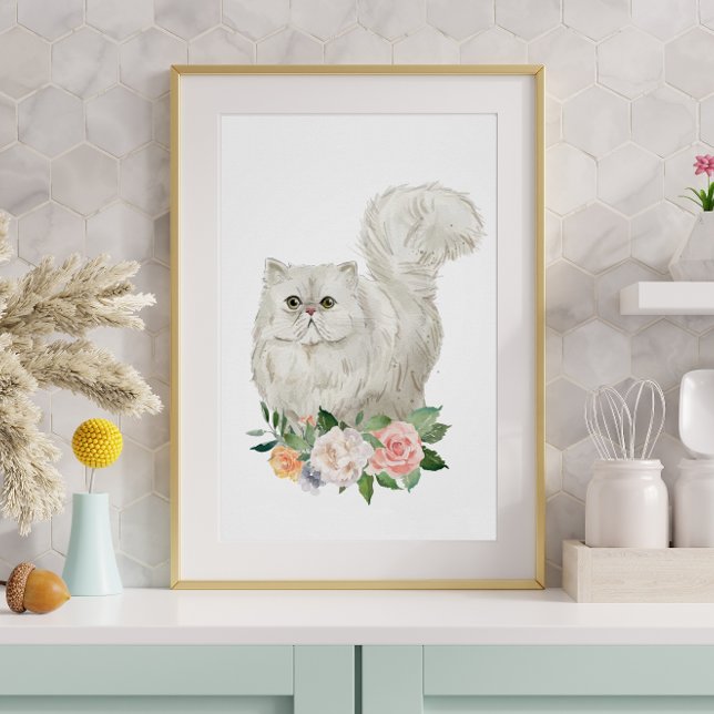 Watercolor Persian Cat Art Print (Creator Uploaded)