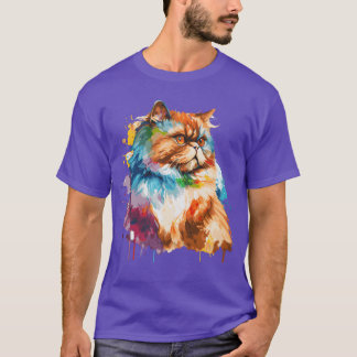 Watercolor Persian Cat Colourful Persian Cats Love T-Shirt