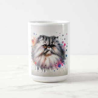 Watercolor Persian Cat Colourful Portrait Coffee Mug