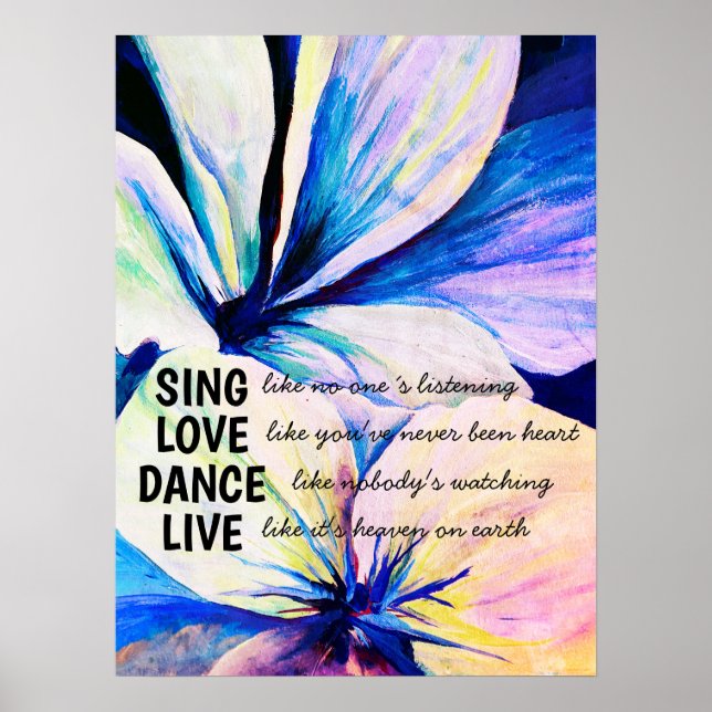 Watercolor Persian Lilies Petals Inspirational Poster (Front)