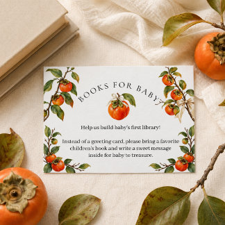 Watercolor Persimmon Baby Shower Books for Baby Enclosure Card