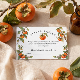 Watercolor Persimmon Baby Shower Diaper Raffle Car Enclosure Card