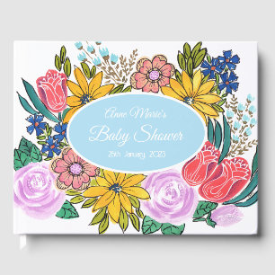 Watercolor Personalised Baby Shower Guest Book 