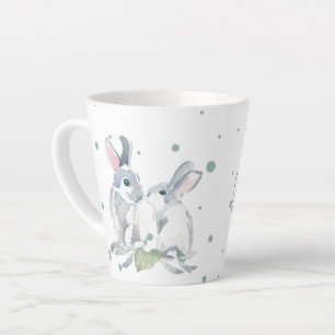 Watercolor Personalised Easter Bunny Latte Mug
