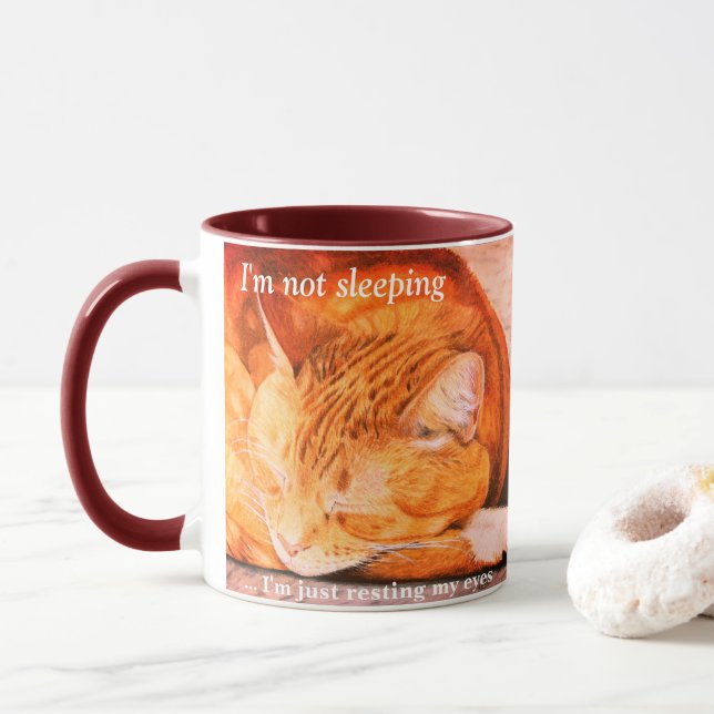 Watercolor Personalised Ginger Cat Mug (With Donut)