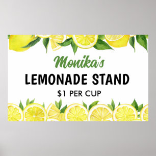 Watercolor Personalised Lemonade Stand Poster