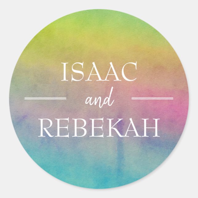 Watercolor Personalised Wedding Classic Round Sticker (Front)