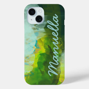Watercolor Personalised Yellowish Green iPhone 15 Case