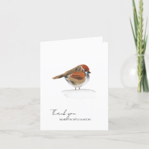 Watercolor Personalized Bird Thank You Card