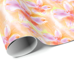 Watercolor Peruvian Lily Alstroemeria pattern wrap Wrapping Paper