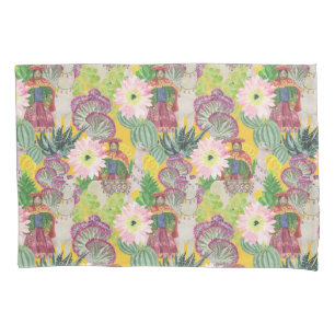 Watercolor Peruvian Woman & Llama Pattern Pillowcase