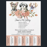 Watercolor Pet Business Dog Tear Off Strips Flyer<br><div class="desc">Modern Flyers for Pet Sitting Business with Watercolor Dogs and Florals</div>
