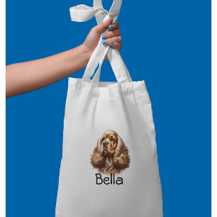 Watercolor Pet Cocker Spaniel Personalise Tote Bag