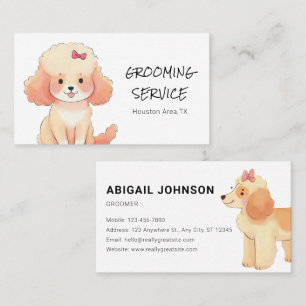 Watercolor Pet Grooming with Poodle Business Card