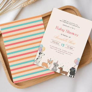 Watercolor Pet Pawty Dog Baby Shower Invitation
