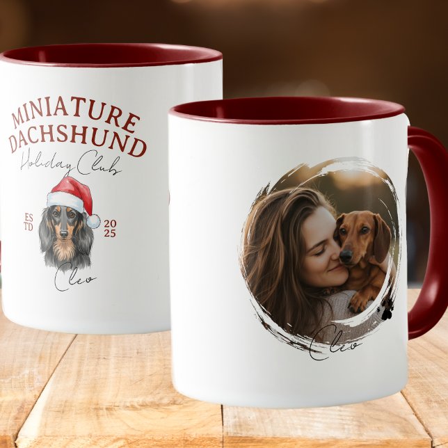 Watercolor Pet Portrait Christmas Dachshund Mug (Enhance your holiday kitchen set with this Watercolor Pet Portrait Christmas Dachshund Mug! )