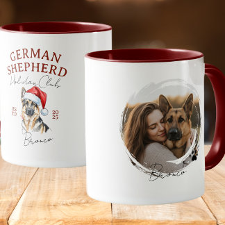 Watercolor Pet Portrait Christmas German Shepherd Mug