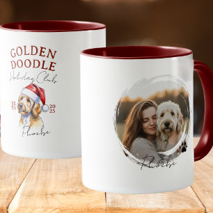 Watercolor Pet Portrait Christmas Golden Doodle Mug
