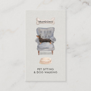Watercolor Pet Sitter Dog Walker Business Card