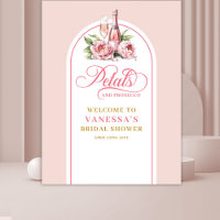 Watercolor petals and prosecco bridal photo banner