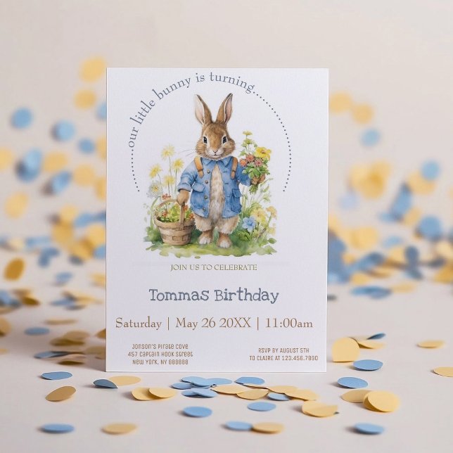 Watercolor Peter Rabbit Birthday Invitation (Creator Uploaded)