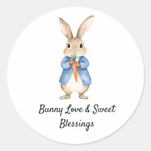 Watercolor Peter Rabbit Garden Party Baby Shower Classic Round Sticker