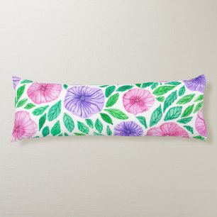 Watercolor petunia garden body cushion