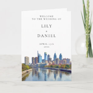 Watercolor Philadelphia Elegant Wedding Programme