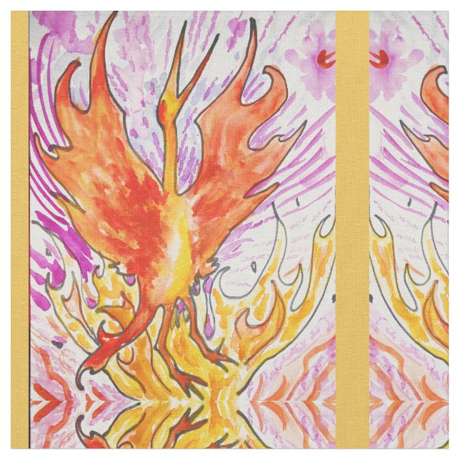 Watercolor Phoenix Fabric (Close Up)