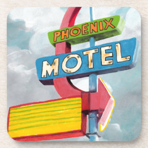 Watercolor Phoenix Motel Coaster