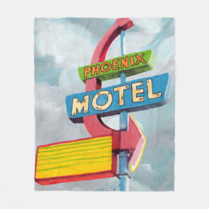 Watercolor Phoenix Motel Fleece Blanket
