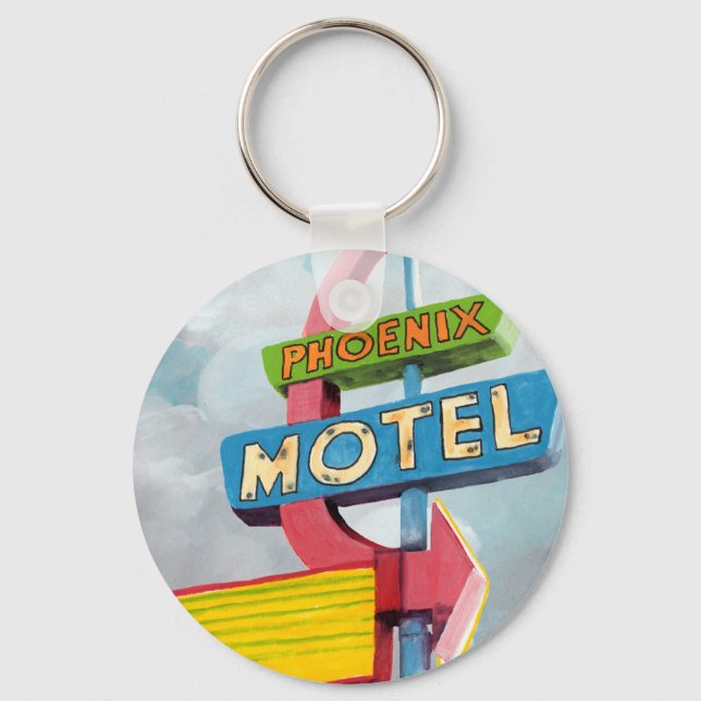 Watercolor Phoenix Motel Key Ring (Front)