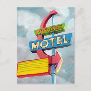 Watercolor Phoenix Motel Postcard