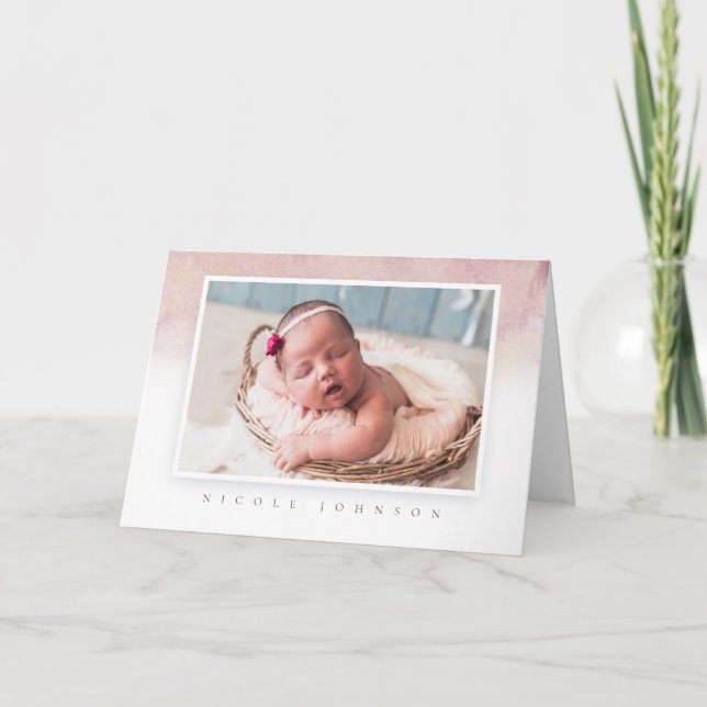 Watercolor Photo Baptism Party Invitation (Front)