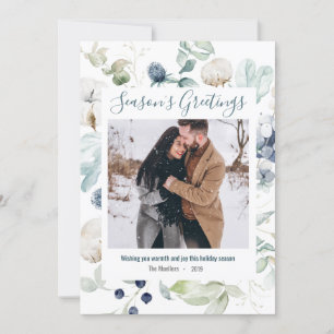 Watercolor Photo Holiday Christmas Greeting Card