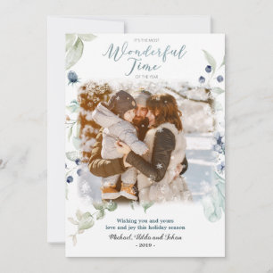 Watercolor Photo Holiday Christmas Greeting Card