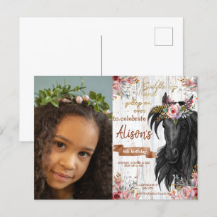 Watercolor Photo horse birthday cowgirl Postcard