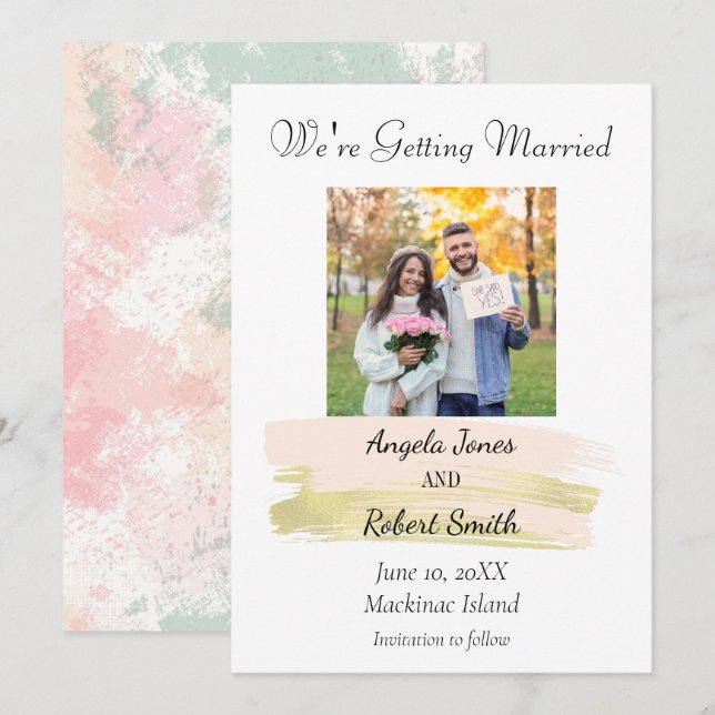 Watercolor Photo Save the Date Invitation (Front/Back)