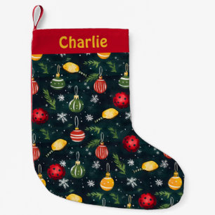 Watercolor Pickleball Holiday Rally Small Christmas Stocking