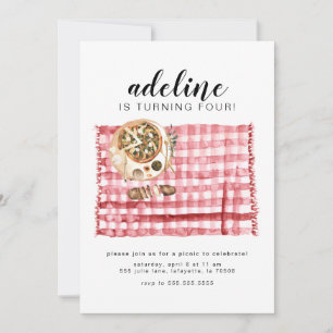 Watercolor Picnic Birthday Party Invitation